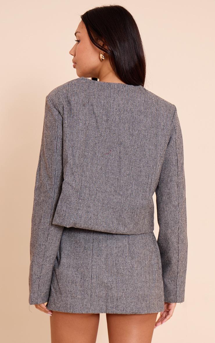 Pretty Little Thing Grey Dogtooth Print Cropped Jacket