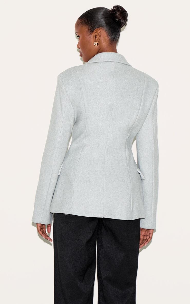 Pretty Little Thing Grey Double Breasted Asymmetric Wool Look Blazer