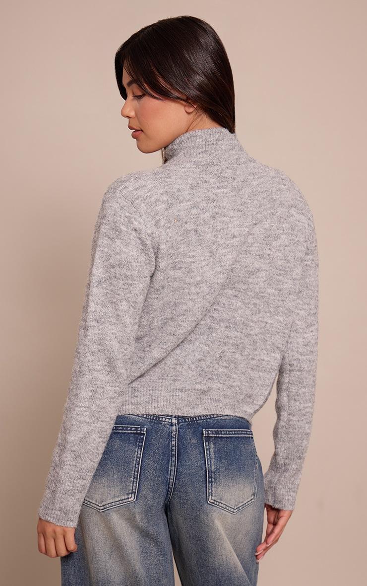 Pretty Little Thing Grey Funnel Neck Button Down Knitted Cardigan