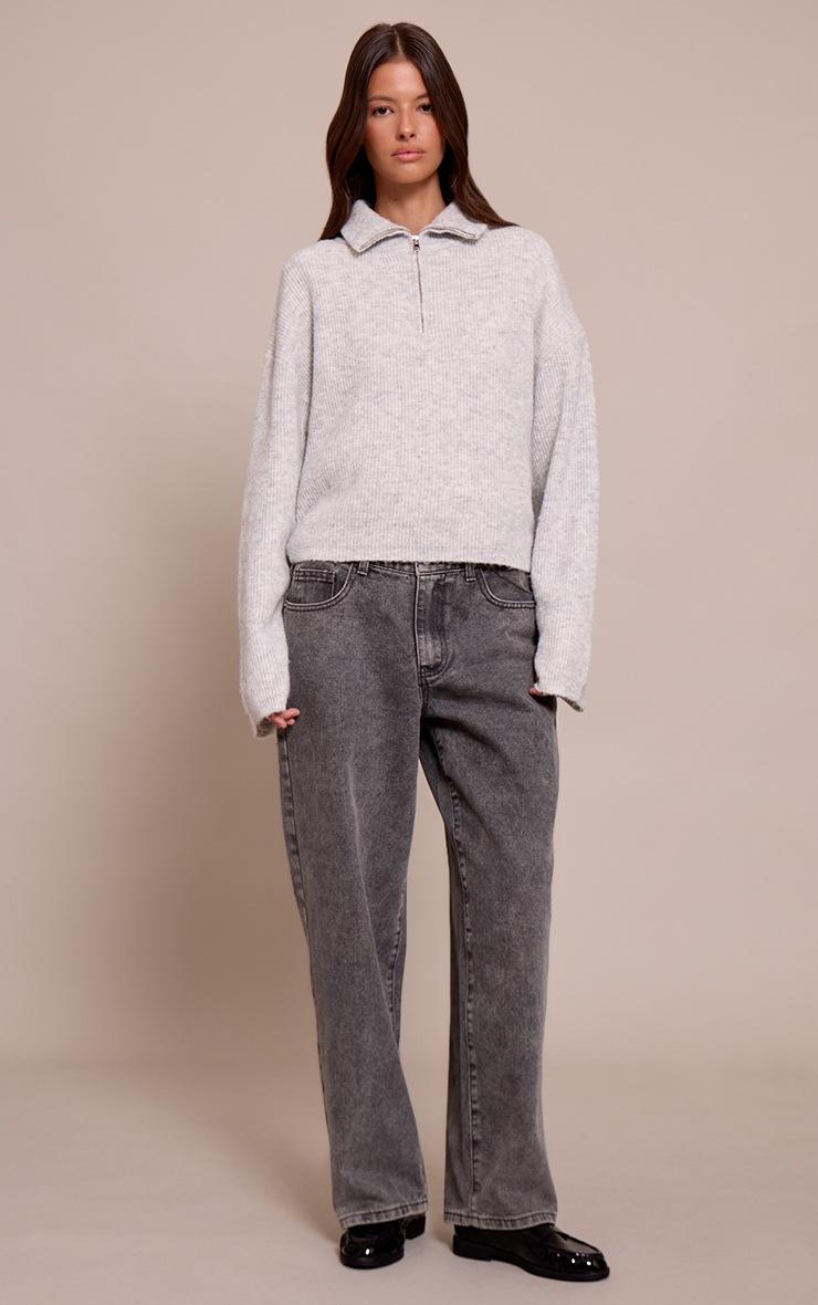 Pretty Little Thing Grey Half Zip Soft Knit Sweater