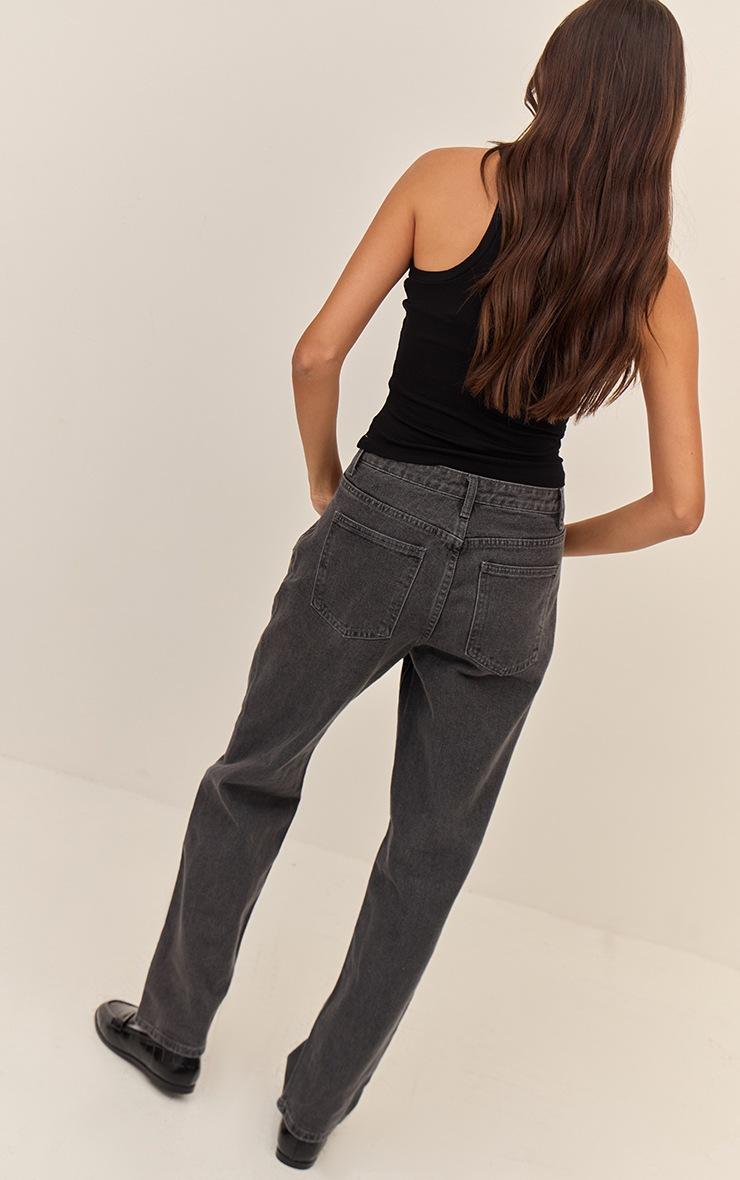 Pretty Little Thing Grey High Waist Straight Leg Jeans