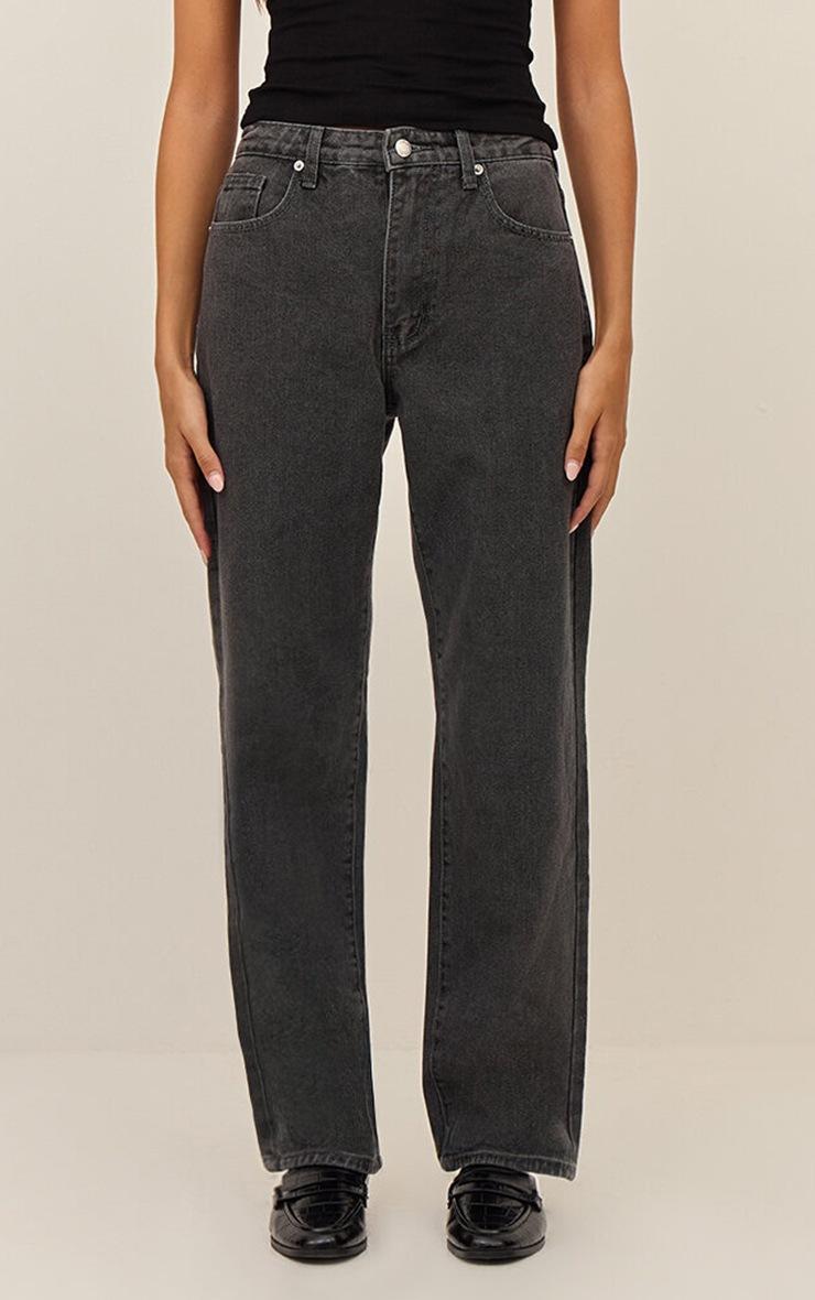 Pretty Little Thing Grey High Waist Straight Leg Jeans