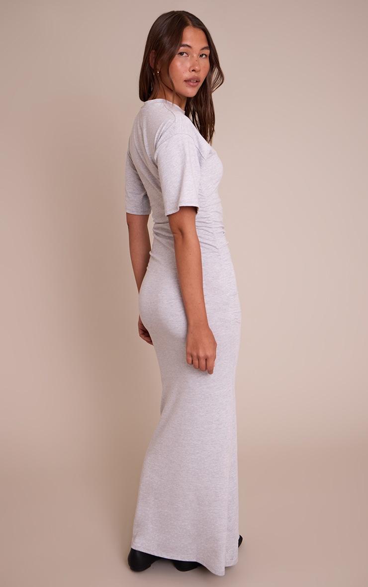 Pretty Little Thing Grey Jersey Cinched T-Shirt Maxi Dress