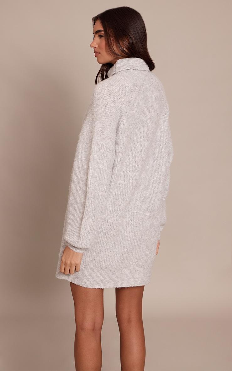 Pretty Little Thing Grey Luxe Knitted Roll Neck Sweater Dress