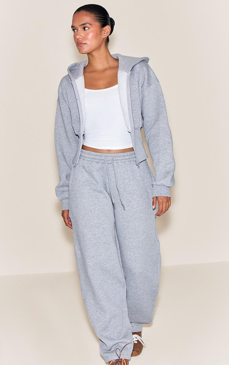 Pretty Little Thing Grey Marl Barrel Leg Sweatpants
