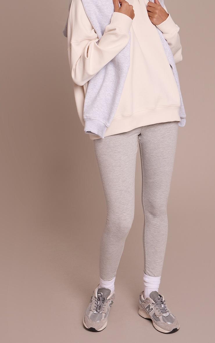 Pretty Little Thing Grey Marl Basic Soft Cotton High Waisted Leggings
