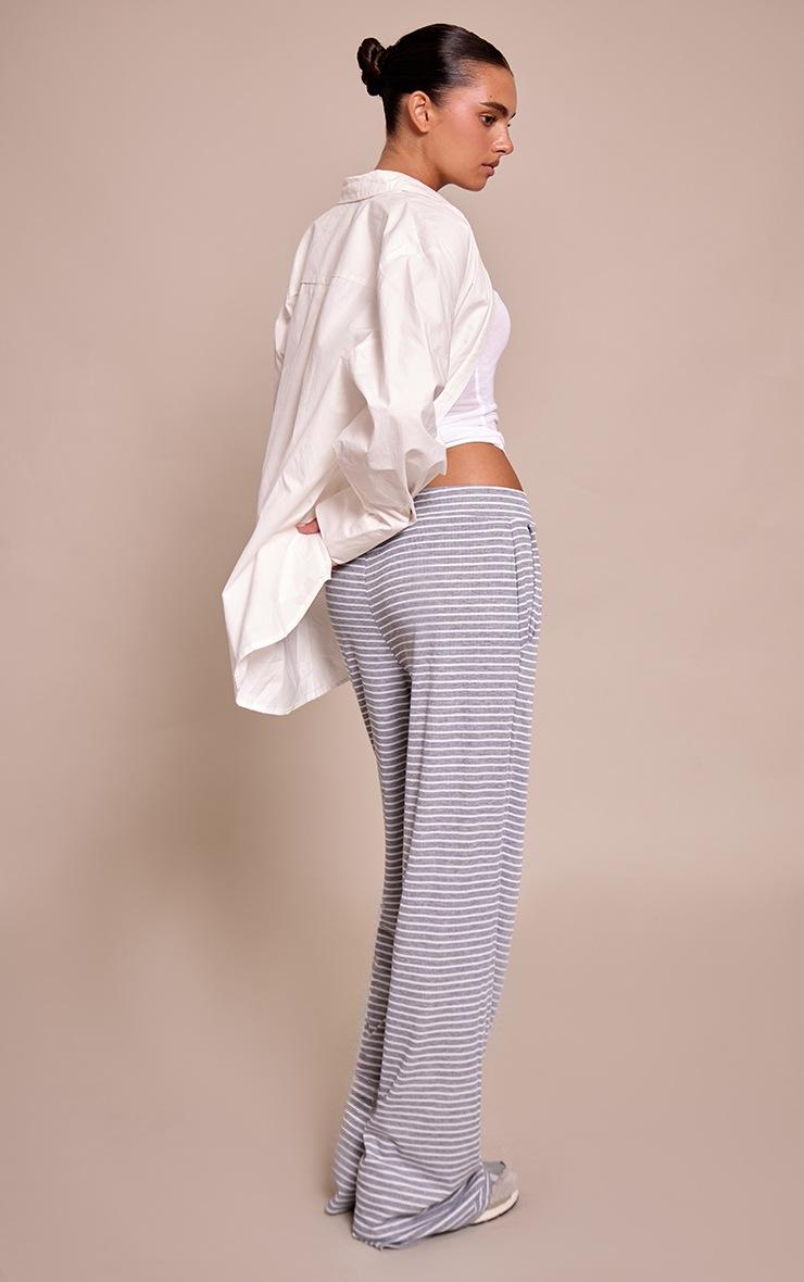 Pretty Little Thing Grey Marl Boyfriend Style Wide Leg Stripe Pant