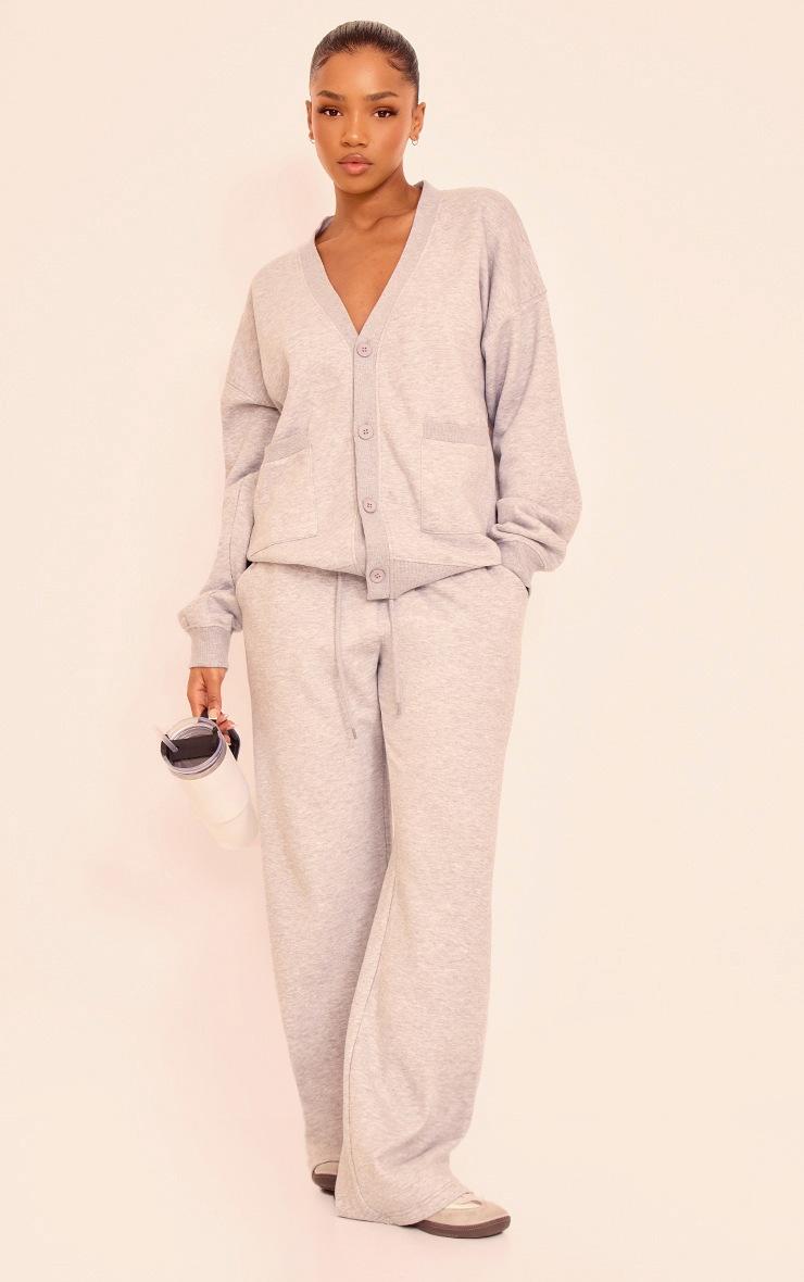 Pretty Little Thing Grey Marl Button Front Pocket Sweat Cardigan