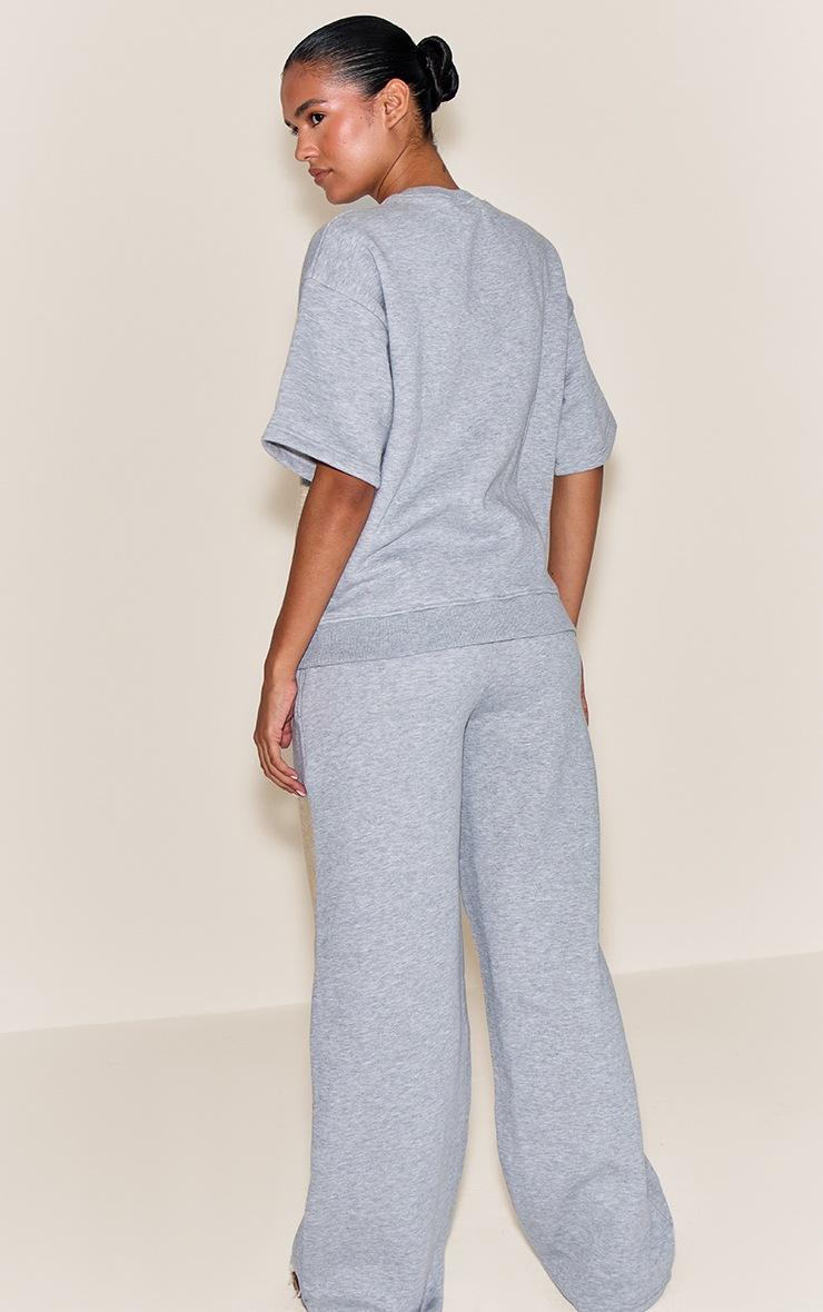 Pretty Little Thing Grey Marl Button Up Wide Leg Sweatpants