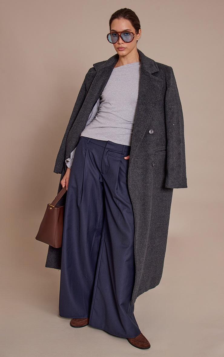 Pretty Little Thing Grey Marl Cotton Asymmetric Long Sleeve Top