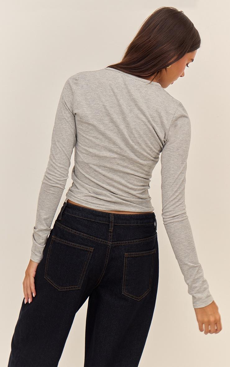Pretty Little Thing Grey Marl Cotton Crew Neck Long Sleeve Top