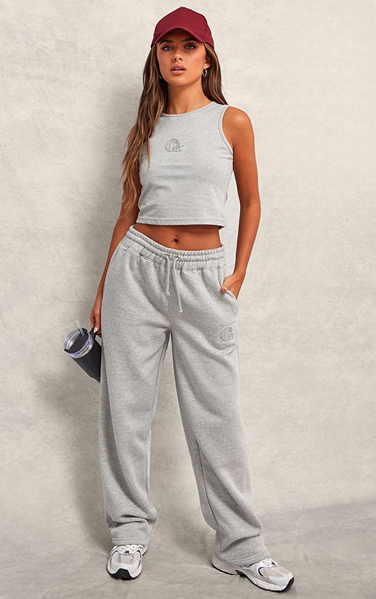 Pretty Little Thing Grey Marl Embossed Drawstring Sweatpants