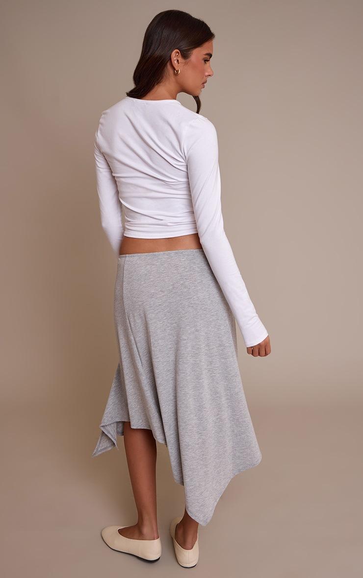 Pretty Little Thing Grey Marl Jersey Hanky Hem Midi Skirt