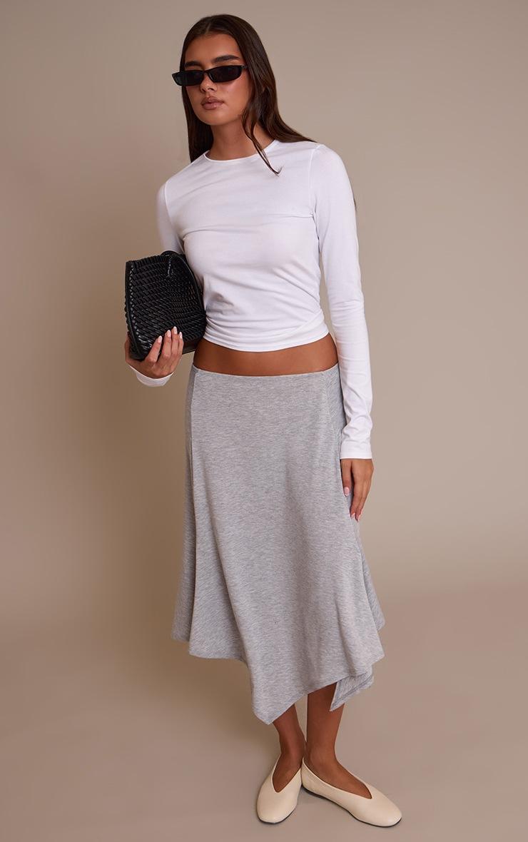 Pretty Little Thing Grey Marl Jersey Hanky Hem Midi Skirt