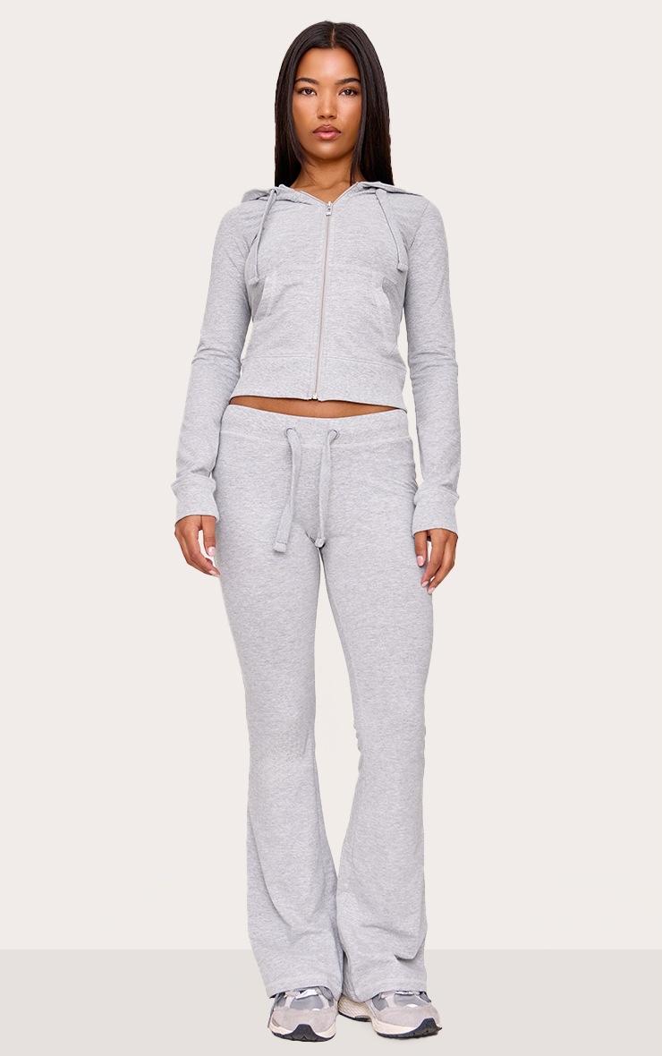 Pretty Little Thing Grey Marl Low Rise Skinny Flare Pants