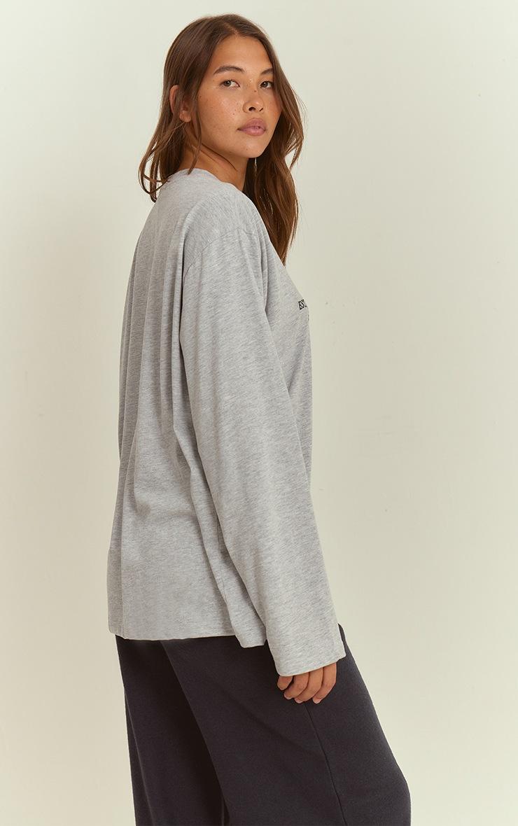 Pretty Little Thing Grey Marl Sport Society Cotton Oversized T Shirt