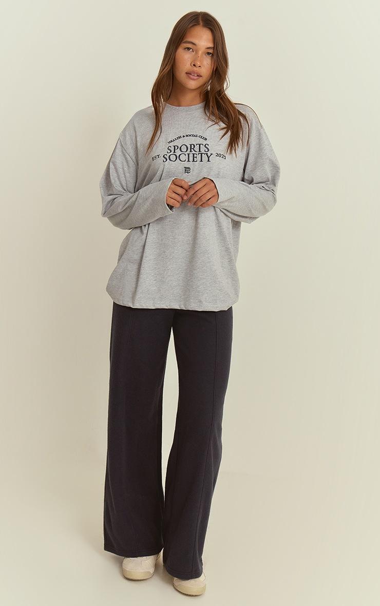 Pretty Little Thing Grey Marl Sport Society Cotton Oversized T Shirt