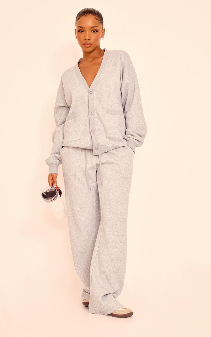 Pretty Little Thing Grey Marl Wide Leg Drawstring Sweatpants