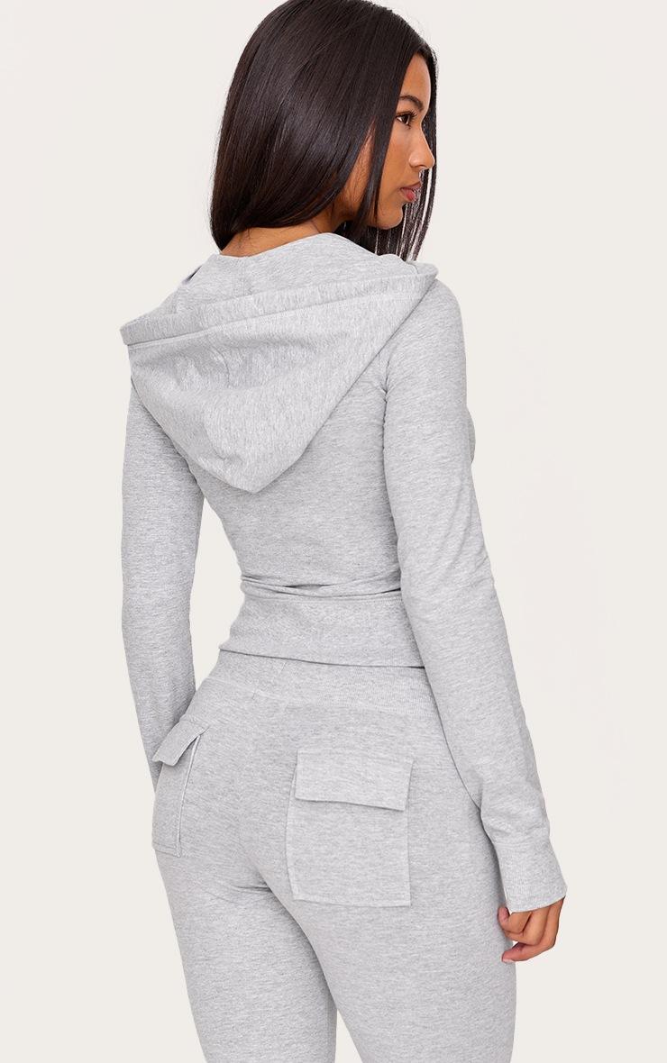 Pretty Little Thing Grey Marl Zip Up Fitted Track Top