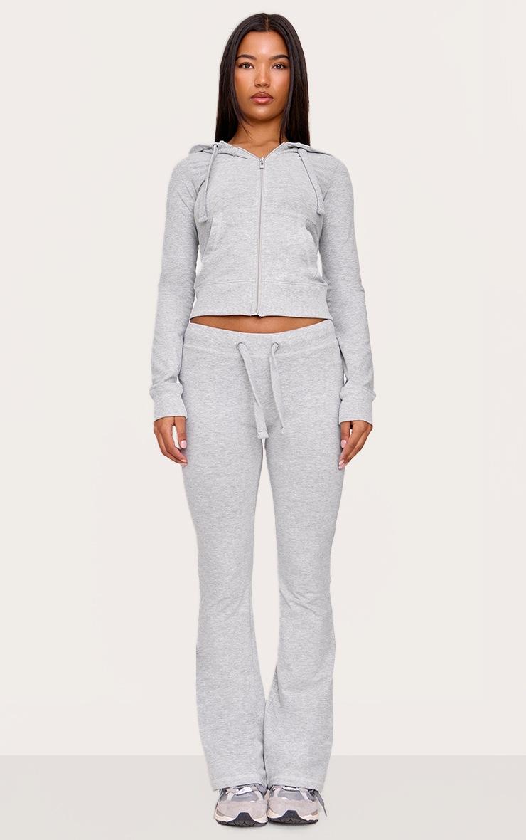 Pretty Little Thing Grey Marl Zip Up Fitted Track Top