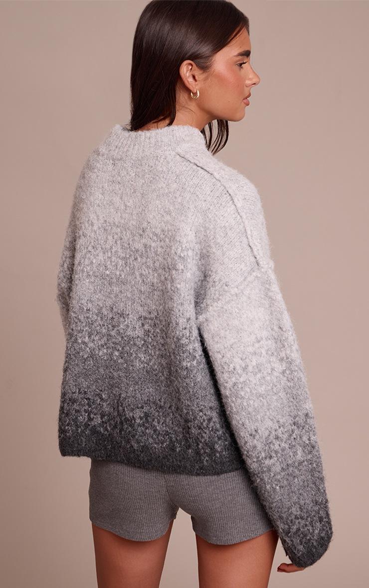 Pretty Little Thing Grey Ombre Crew Neck Knitted Sweater