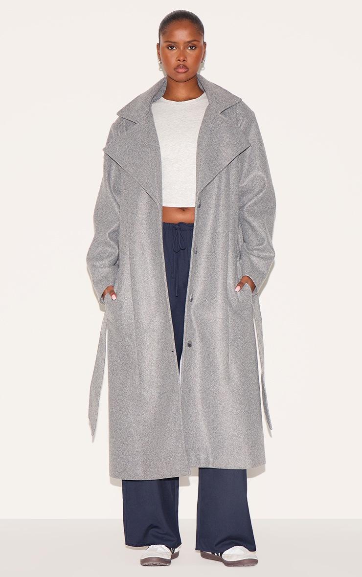 Pretty Little Thing Grey Oversized Wool Look Trench Coat