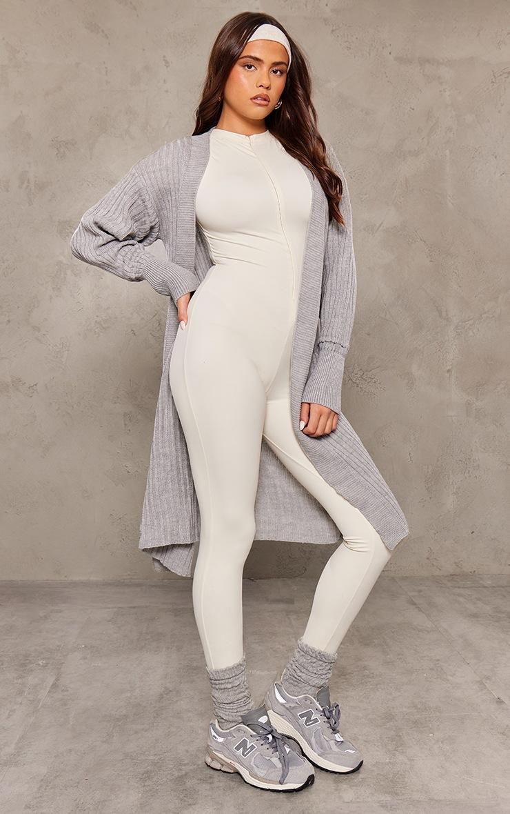 Pretty Little Thing Grey Ribbed Knitted Midi Cardigan