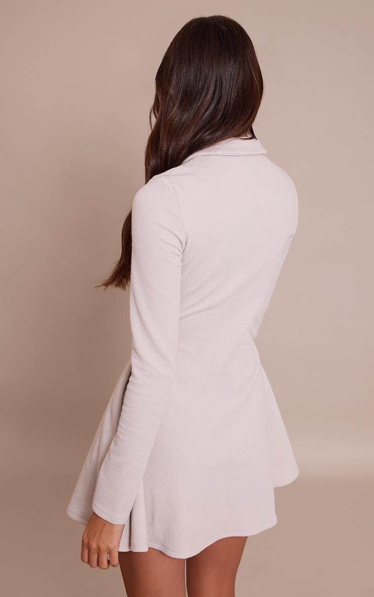 Pretty Little Thing Grey Ribbed Long Sleeve Shift Dress