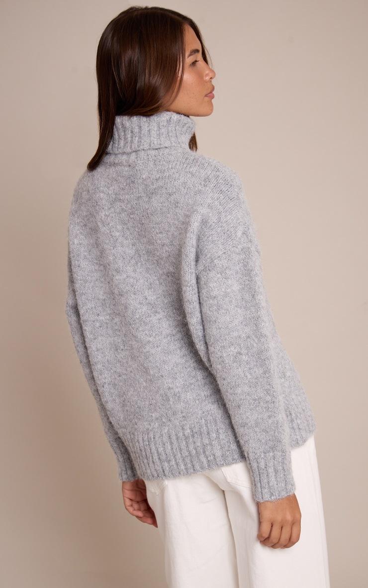 Pretty Little Thing Grey Roll Neck Balloon Sleeve Oversized Sweater