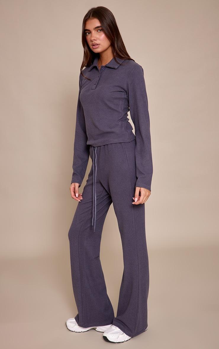 Pretty Little Thing Grey Soft Fleece Pinstripe Skinny Flare Pant