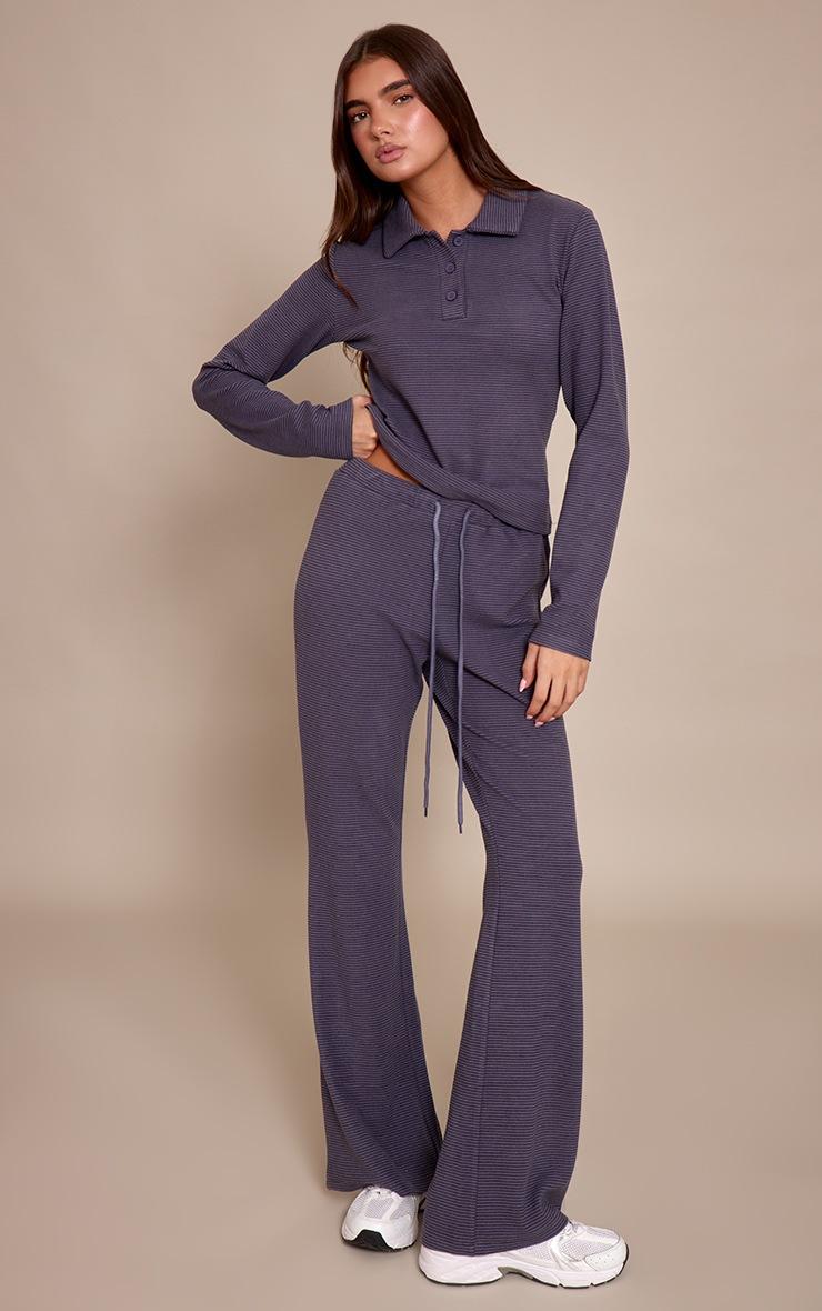 Pretty Little Thing Grey Soft Fleece Pinstripe Skinny Flare Pant