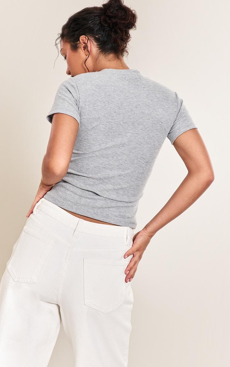 Pretty Little Thing Grey Soft Rib Crew Neck Short Sleeve Top