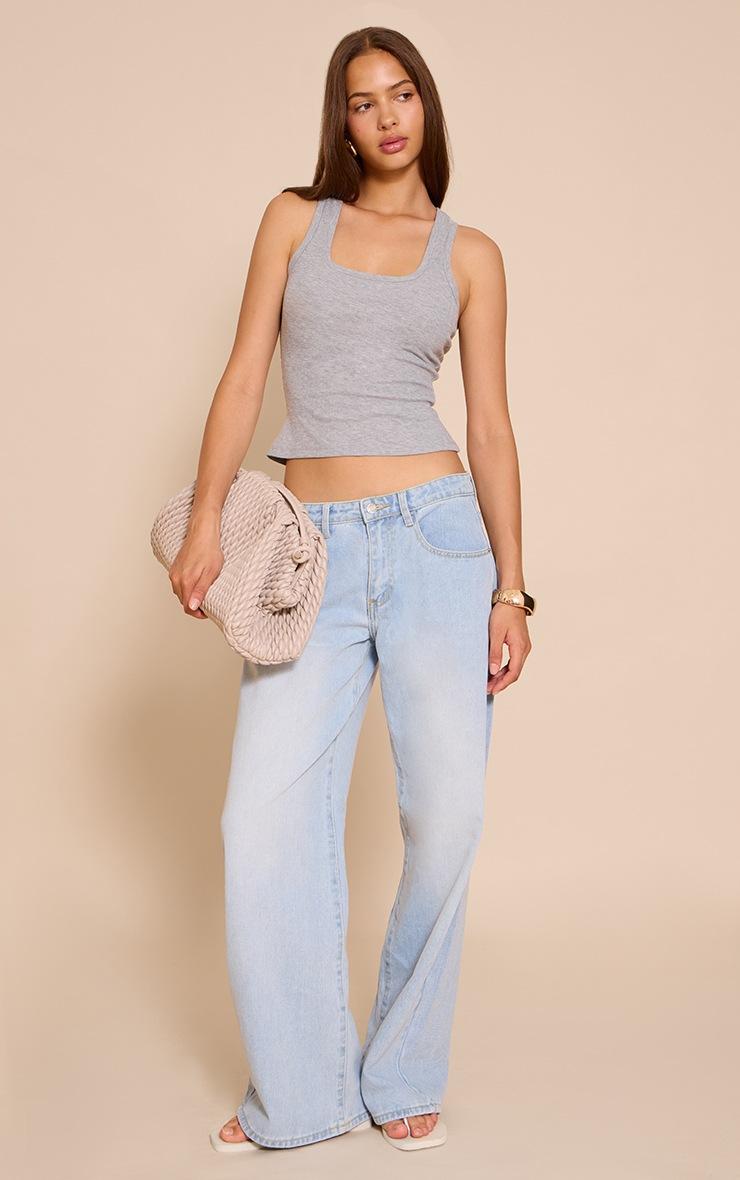 Pretty Little Thing Grey Soft Rib Scoop Neck Vest Top