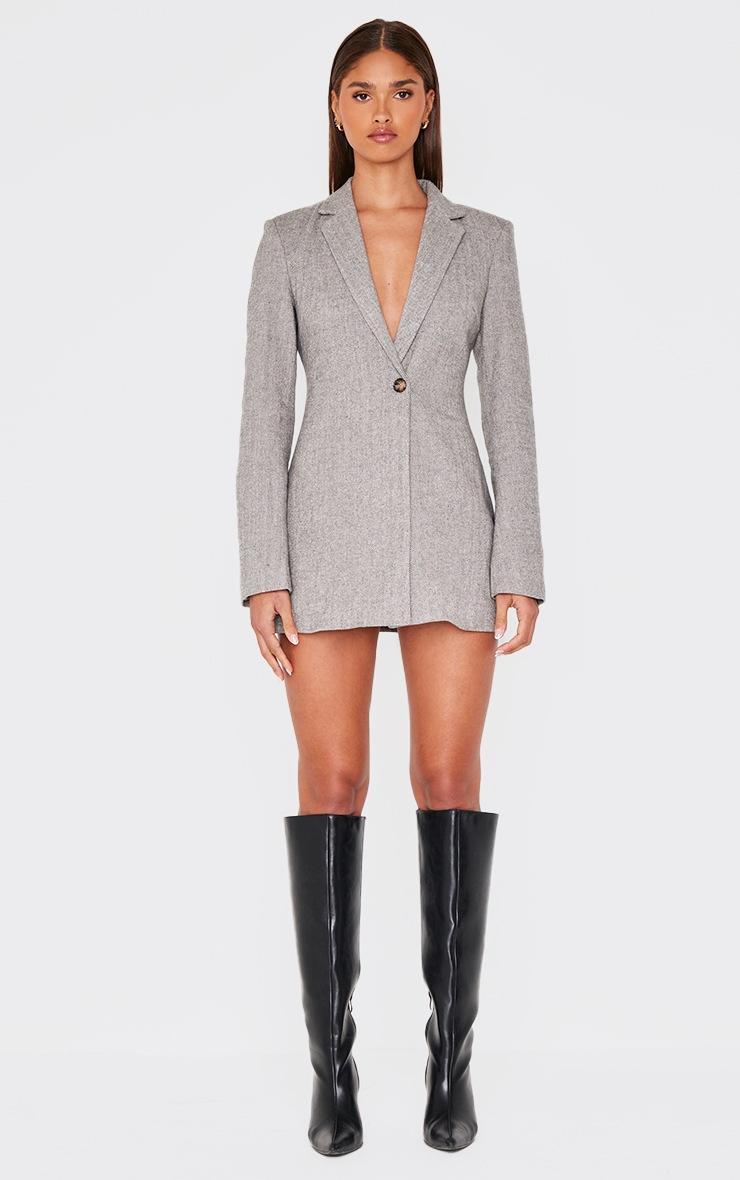 Pretty Little Thing Grey Structured Long Sleeve Blazer Dress