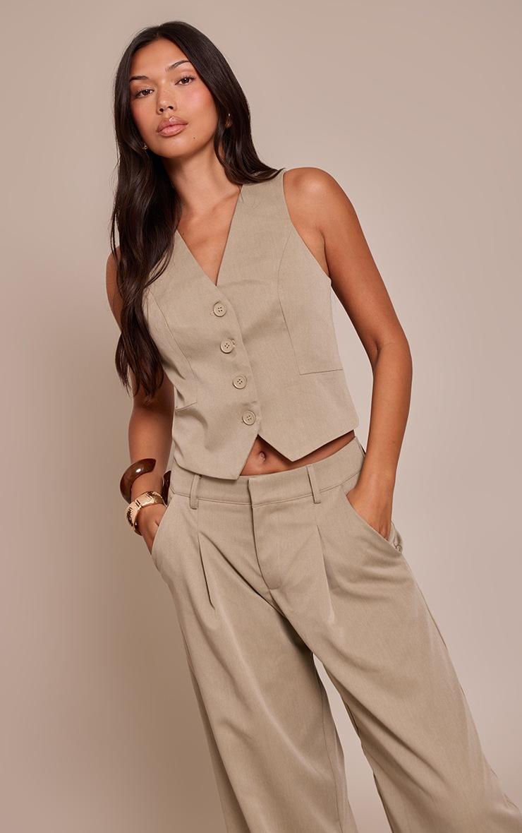 Pretty Little Thing Grey Tailored Woven Button Detail Vest