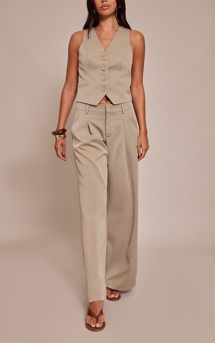 Pretty Little Thing Grey Tailored Woven Pleated Wide Leg Pant