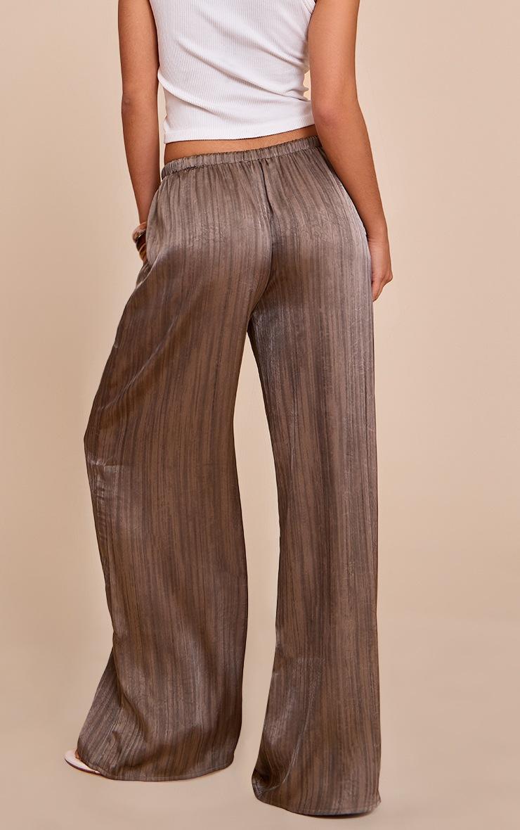 Pretty Little Thing Grey Textured Woven Printed Satin Wide Leg Pants