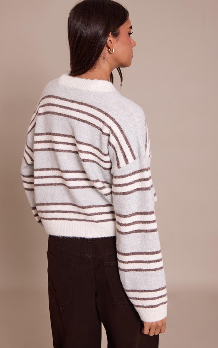 Pretty Little Thing Grey Wool Blend Striped Cardigan