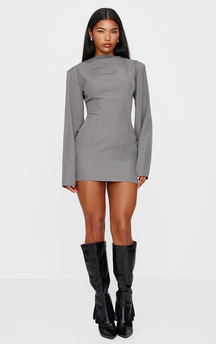 Pretty Little Thing Grey Woven Batwing Bodycon Dress