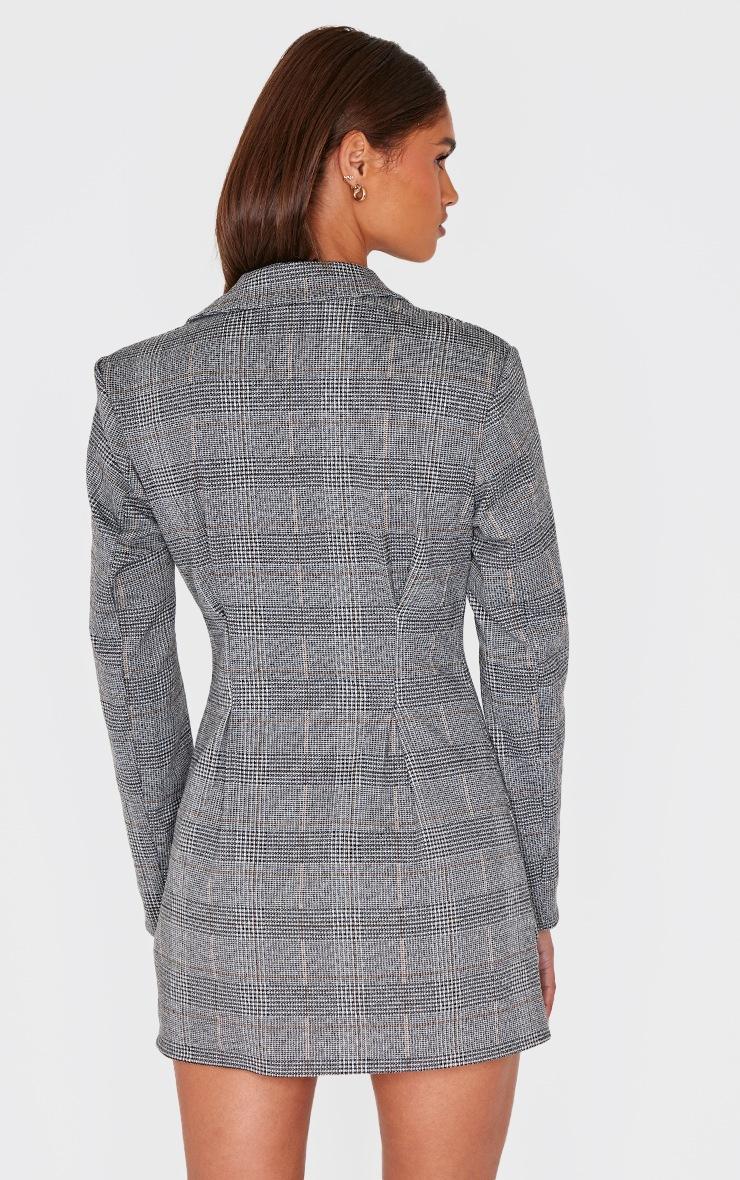 Pretty Little Thing Grey Woven Check Cinched Waist Long Sleeve Blazer Dress