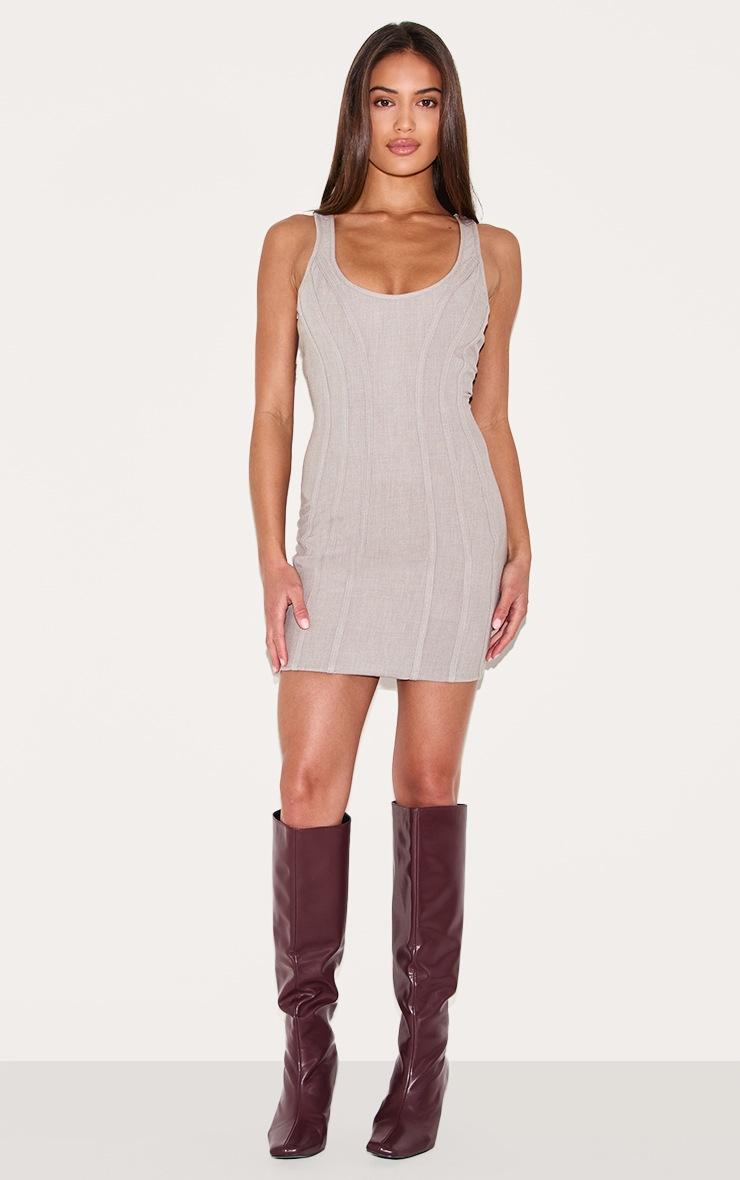 Pretty Little Thing Grey Woven Corset Detail Mini Dress