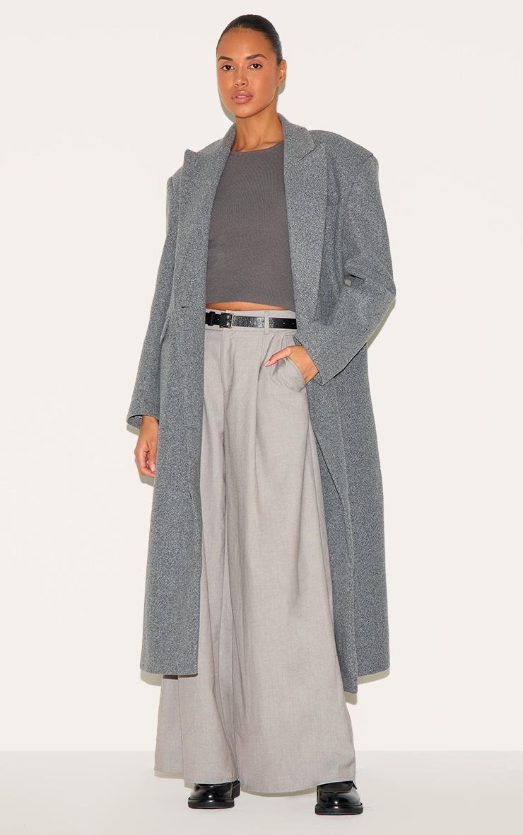 Pretty Little Thing Grey Woven Double Pleat Wide Leg Pants