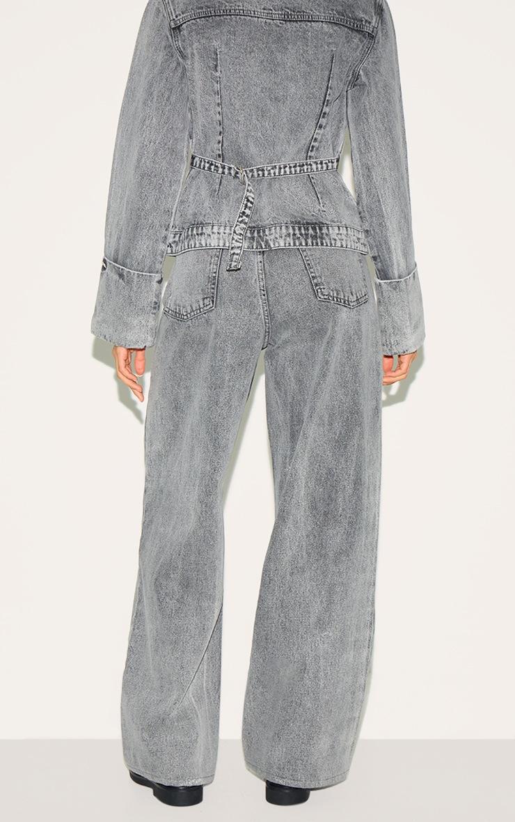 Pretty Little Thing Ice Grey Mid Rise Wide Leg Jeans