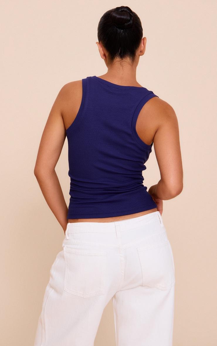 Pretty Little Thing Indigo Blue Soft Rib V Neck Vest Top
