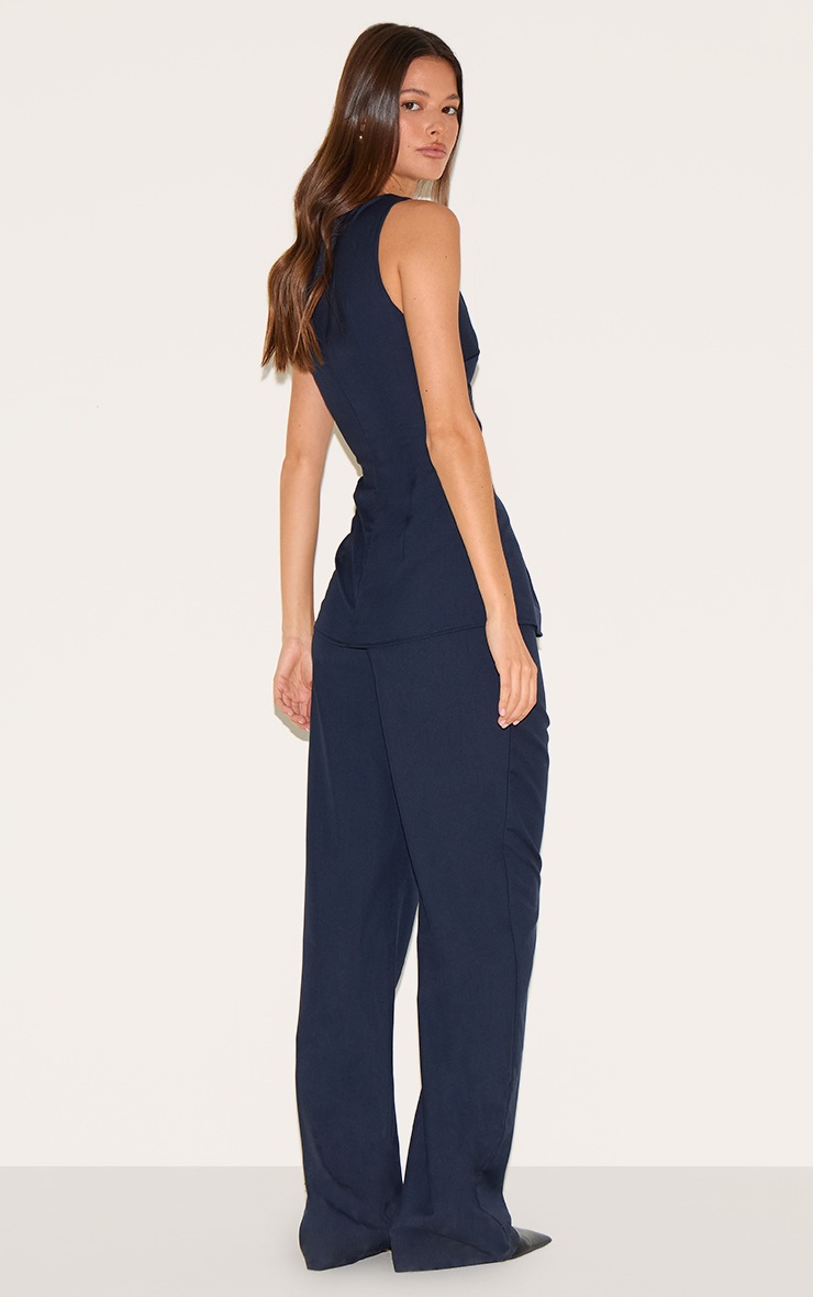 Pretty Little Thing Indigo Blue Tailored Woven Boat Neck Longline Jumpsuit