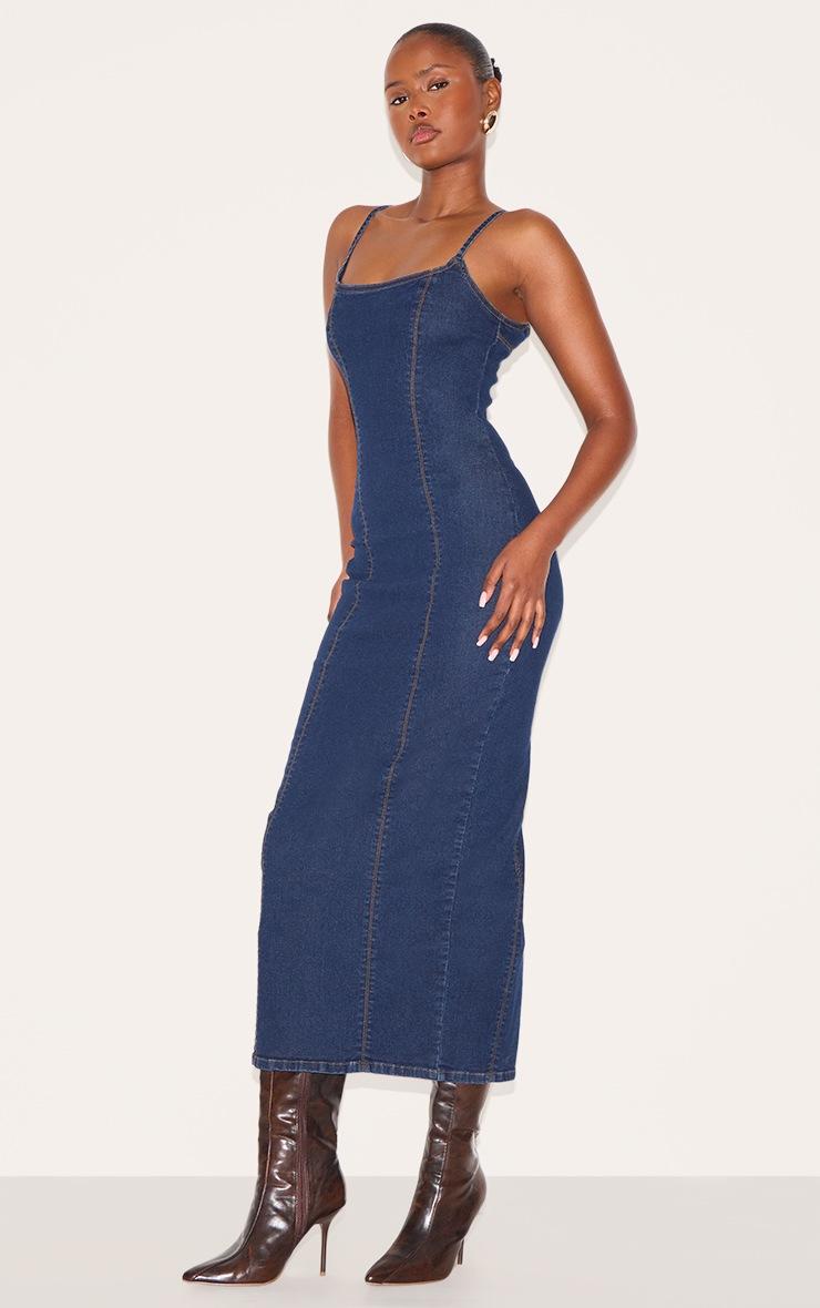 Pretty Little Thing Indigo Cami Strap Denim Midaxi Dress