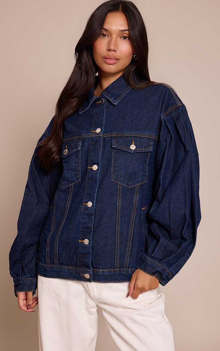 Pretty Little Thing Indigo Cocoon Sleeve Oversized Denim Jacket