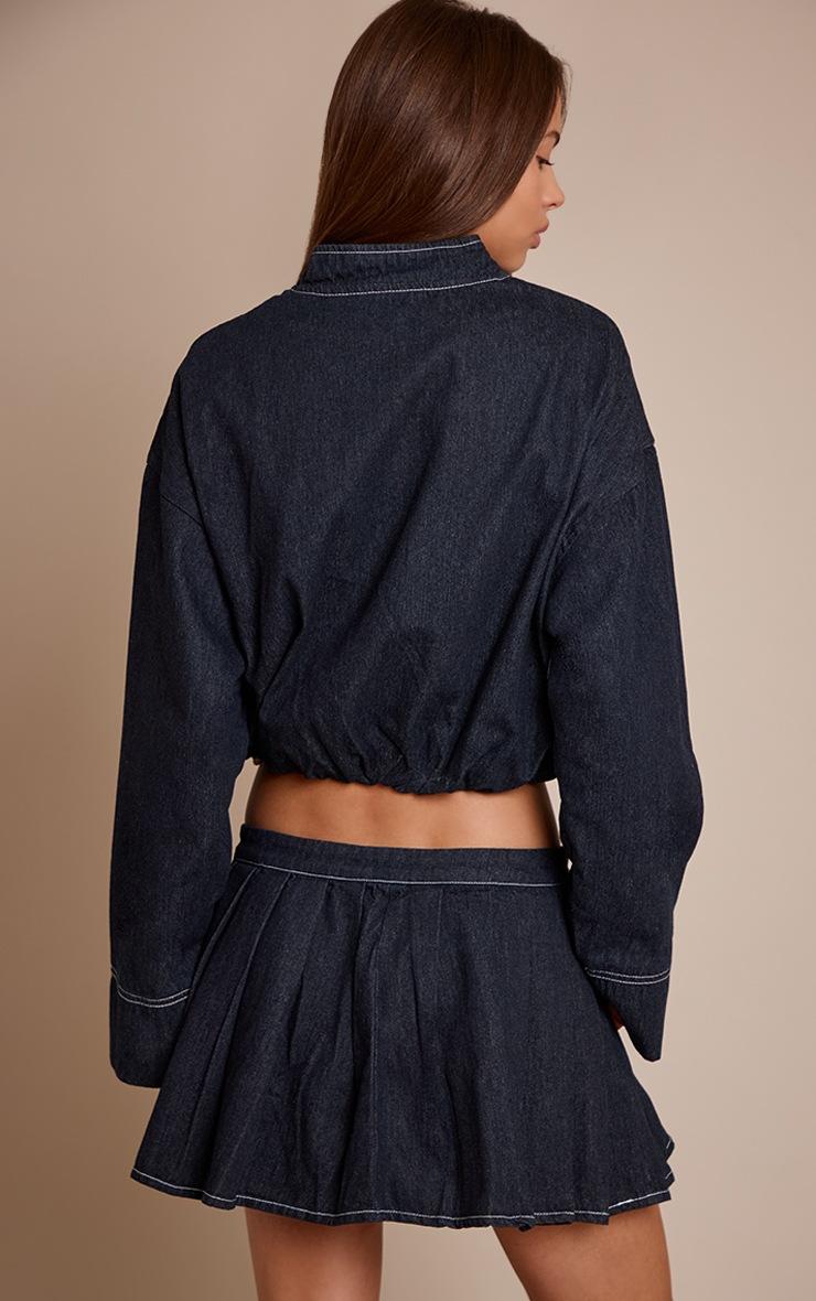 Pretty Little Thing Indigo Denim Pleated Mini Skirt