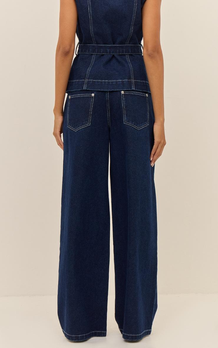 Pretty Little Thing Indigo Mid Waist Wide Leg Jeans