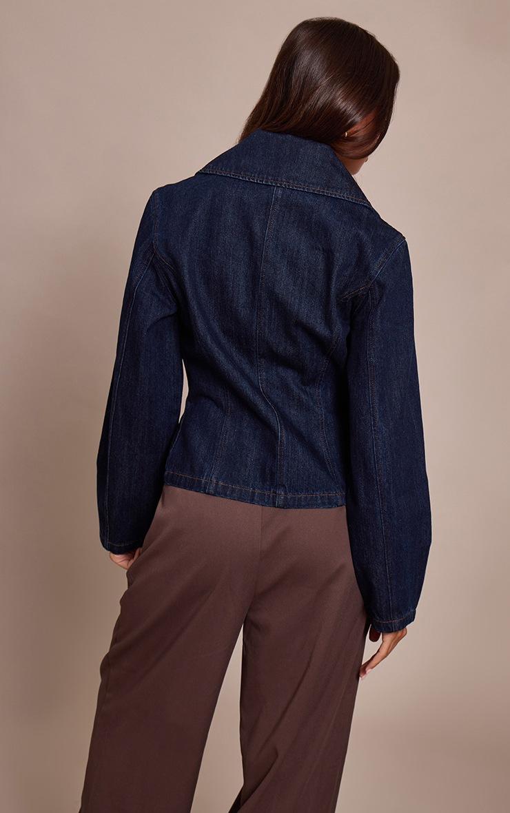 Pretty Little Thing Indigo Sailor Collar Double Ended Zip Cinch Jacket